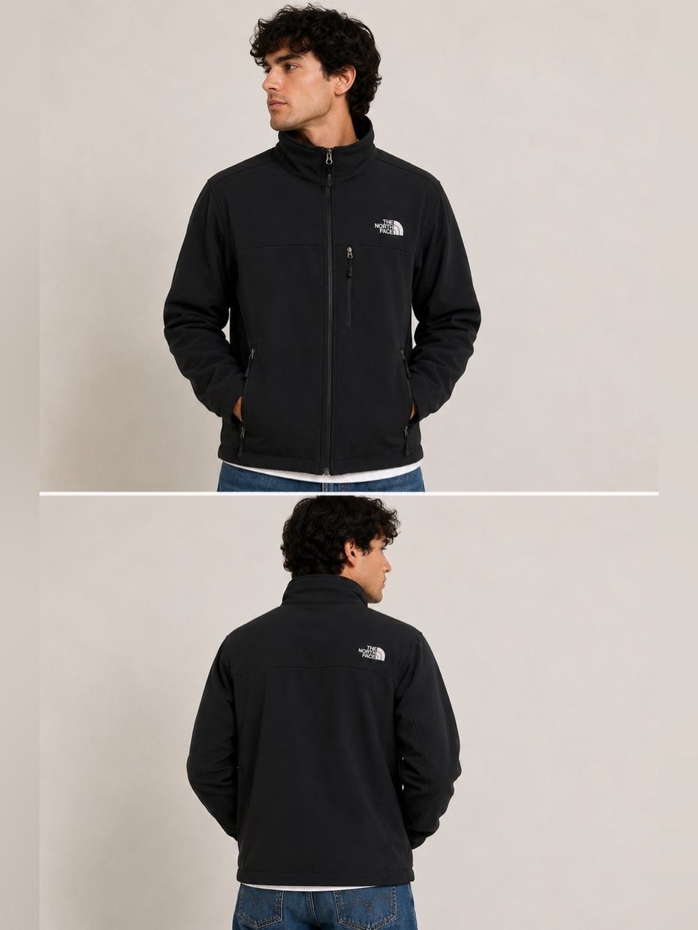 The North Face Men’s Black Soft Shell Jacket Fleece Lined Outdoor Hiking